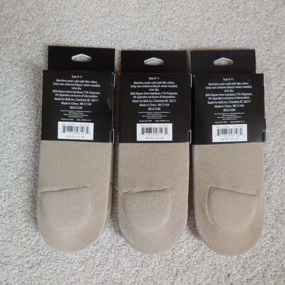 Lot of 3 New Directions 2 Pack Bamboo Pillow Sole Liner Socks Sock Size 9-11 Nud - Picture 2 of 10